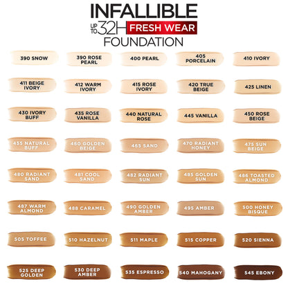 L'Oreal Paris Infallible Fresh Wear Foundation 530 Deep Amber – Lightweight, Longwear, SPF 25, 1 oz