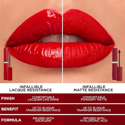 L'Oreal Paris Infallible Lacque Resistance Liquid Lipstick 520 Berry Bordeaux – 16HR, Zero Transfer, Lacquer Shine