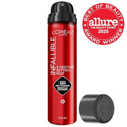 L'Oreal Paris Infallible 3-Second Setting Spray Mist — Microfine Mist for Up to 36HR Wear, Clear
