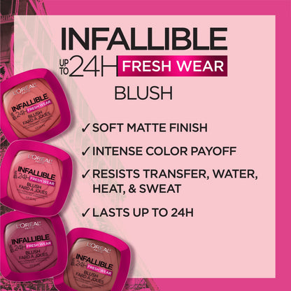 L'Oreal Paris Infallible Soft Matte Blush Rosewood 20 – 24H, Waterproof, Buildable Color