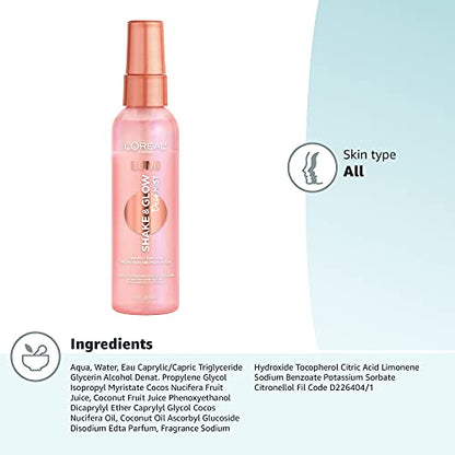 L'Oreal Paris LUMI Shake & Glow Dew Mist — Hydrating, Soothing Face Mist for Prep, Set, and Refresh | Natural Finish, 3 fl oz
