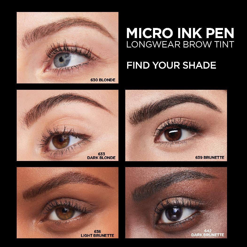 L'Oreal Paris Micro Ink Pen by Brow Stylist - Longwear Brow Tint, Hair-Like Effect, 48HR, Dark Brunette