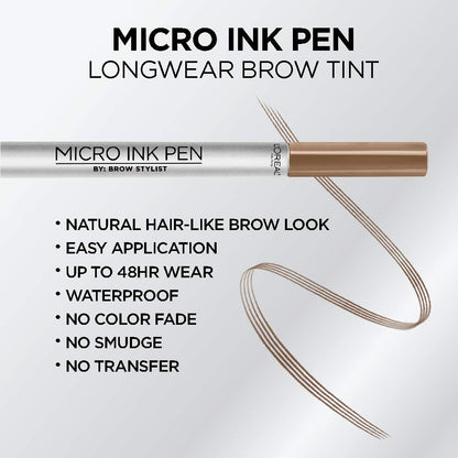 L'Oreal Paris Micro Ink Pen by Brow Stylist – Longwear Brow Tint, Hair-Like Definition (Dark Blonde)