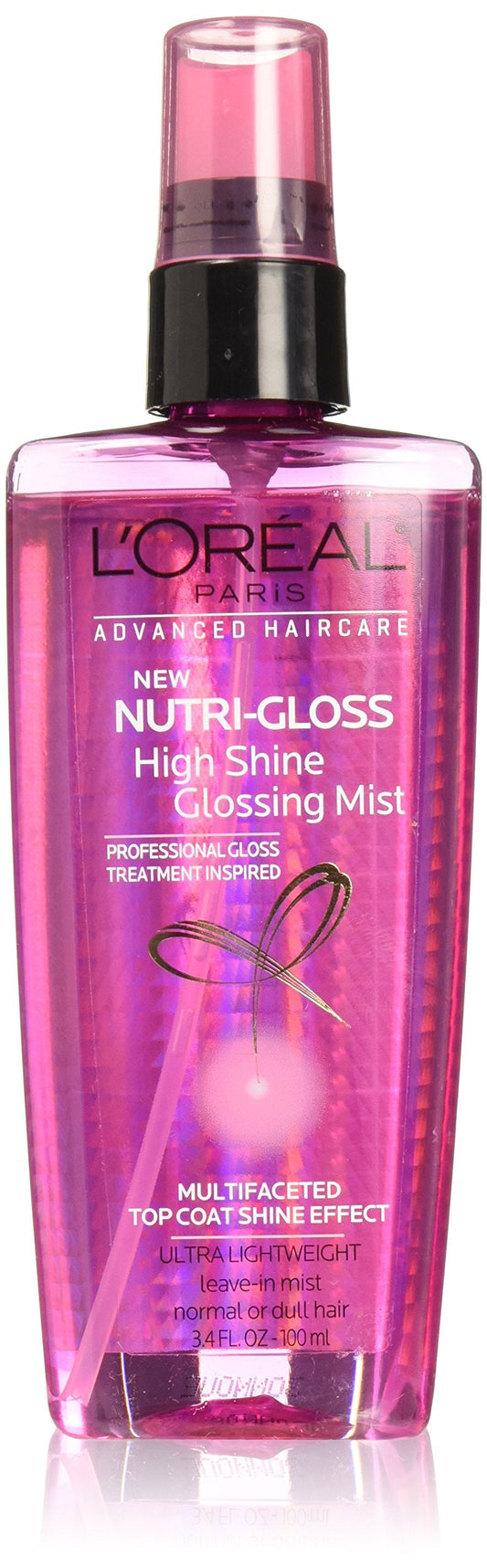 L’Oréal Paris Nutrigloss High Shine Glossing Mist – 3.4 fl oz, 48HR Shine + Nutrition (Packaging May Vary)