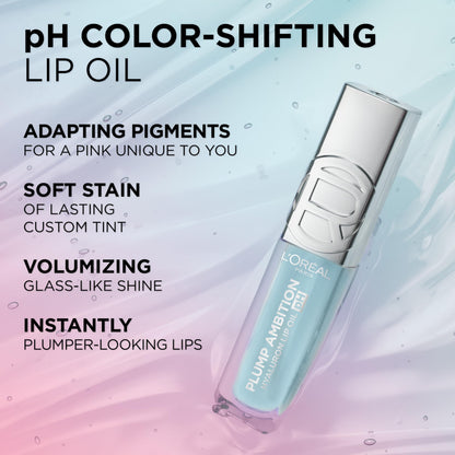 L'Oreal Paris Plump Ambition pH Hyaluron Lip Oil – Color-Changing Lip Tint, 24HR Hydration, Berry Noir