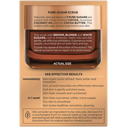 L'Oreal Paris Pure Sugar Scrub Nourish and Soften – Exfoliating Facial and Lip Scrub, 1.7 oz