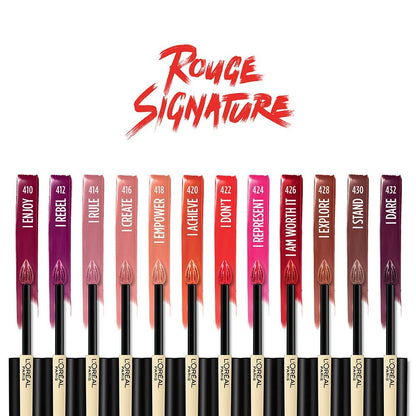 L’Oréal Paris Rouge Signature Matte Lip Stain I Rule – Long-Lasting Matte Lip Color