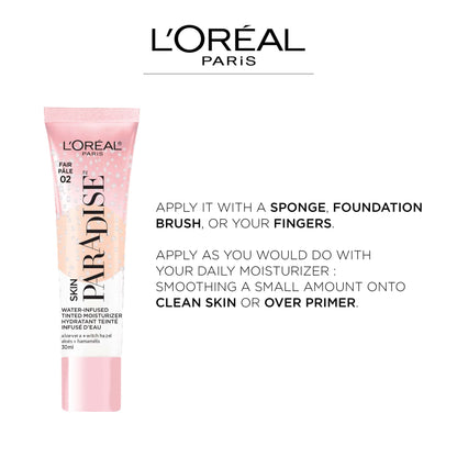 L'Oreal Paris Skin Paradise Water-Based Tinted Moisturizer SPF 19 | Lightweight, Hydrating Coverage