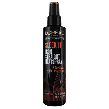 L'Oreal Paris Sleek It Iron Heatspray – 2-Pack, 450 Degree Protection, 3-Day Sleek