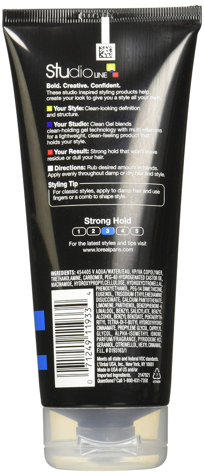 L'Oreal Paris Studio Line Clean Gel – Strong Hold, 6.8 fl oz (Pack of 3)