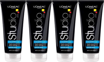 L'Oreal Paris Studio Line Clear Minded Clean Gel - Strong Hold (Pack of 4, 6.8 oz)