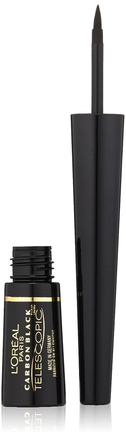 L'Oreal Paris Telescopic Precision Liquid Eyeliner - Carbon Black, 0.08 oz | Smudge-Proof & Long-Lasting