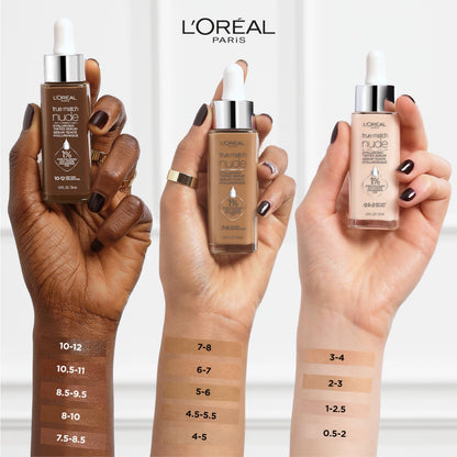 L'Oreal Paris True Match Nude Hyaluronic Serum Foundation – Cool Deep 7.5-8.5 (1% HA) | Hydrating Tint