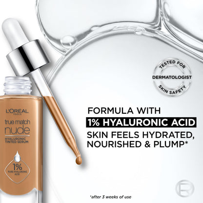 L'Oreal Paris True Match Nude Hyaluronic Serum Foundation Rich Medium 4.5-5.5 – 1 fl oz