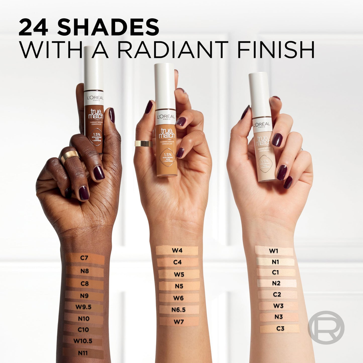 L'Oreal Paris True Match Radiant Serum Concealer – Hyaluronic Acid + Caffeine, N8, 0.33 oz