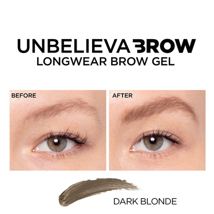L'Oreal Paris Unbelieva-Brow Longwear Waterproof Tinted Brow Gel – Smudge-Resistant, Quick-Drying, Dark Blonde 0.15 fl oz