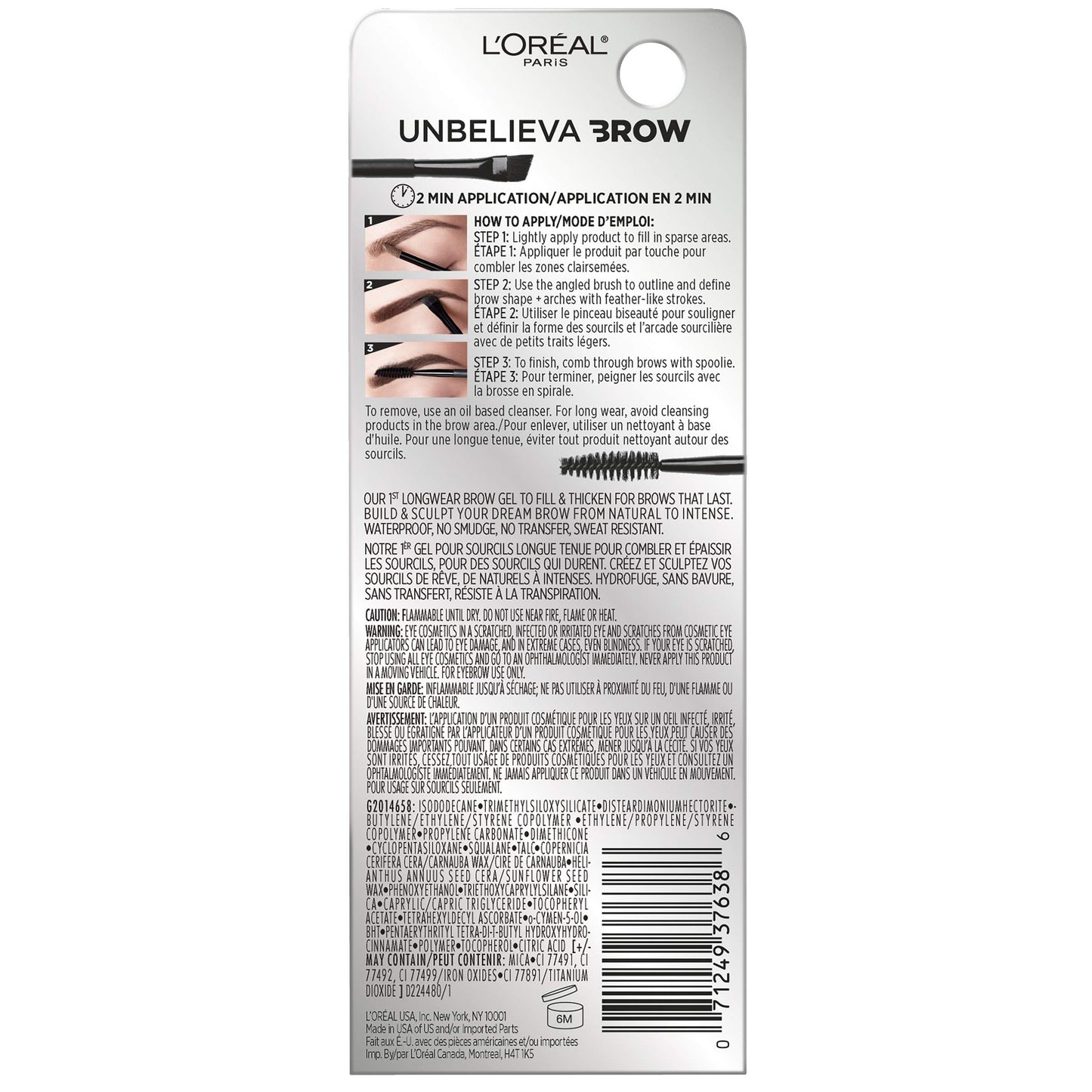 L'Oreal Paris Unbelieva-Brow Longwear Waterproof Tinted Brow Gel in Blonde | 0.15 fl oz