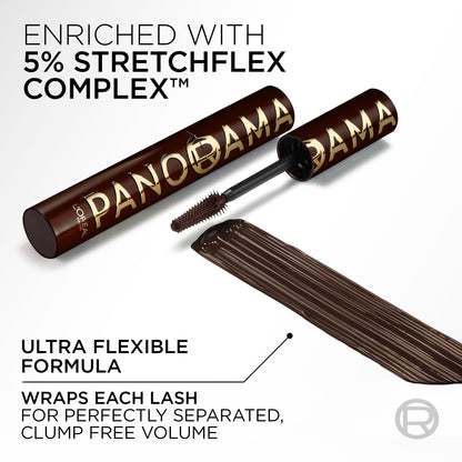 L'Oréal Paris Voluminous Panorama Chromatic Mascara – Brown Leather, 24h Wear
