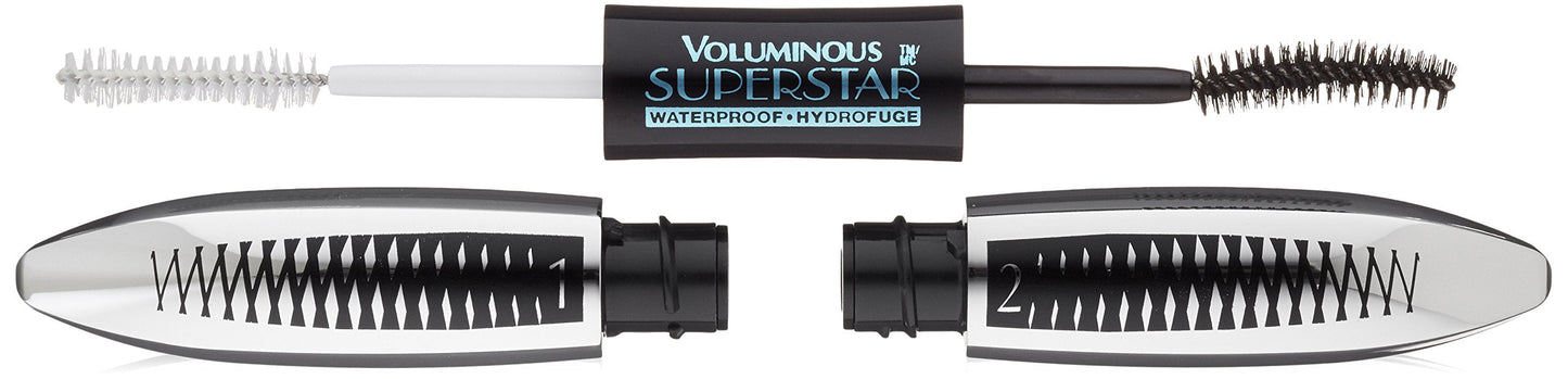 Voluminous Superstar Mascara, Waterproof by L’Oréal Paris – Blackest Black, 0.41 Fl Oz, 1 Count