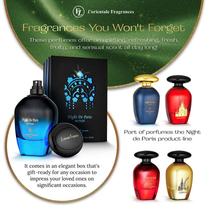 L'Orientale Fragrances Night De Paris in Motion 100ml – Oil-Based Amber Vanilla EDP
