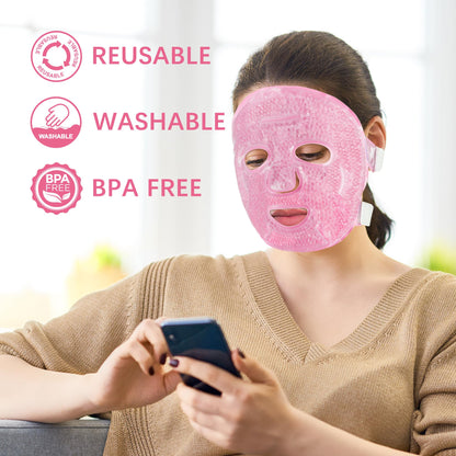 LotFancy Face Ice Pack — Reusable Gel Bead Cold/Hot Mask (Pack of 2)