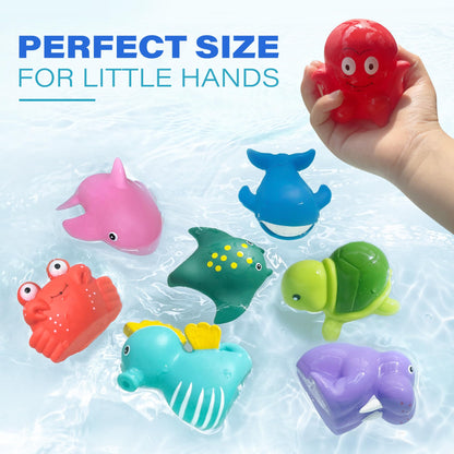 LotFancy 8-Piece Mold-Free Ocean Bath Toys for Toddlers | Safe No-Holes Bath Set