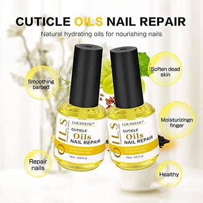 LOUINSTIC 3-in-1 Gel Nail Remover Kit – Acetone-Free, Low Odor, Peel-Off Latex, Cuticle Oil
