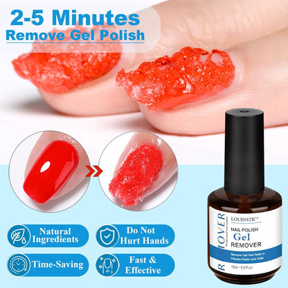 Louinstic Gel Polish Remover Kit – Fast 2-5 Minute Gel Removal, No Soak