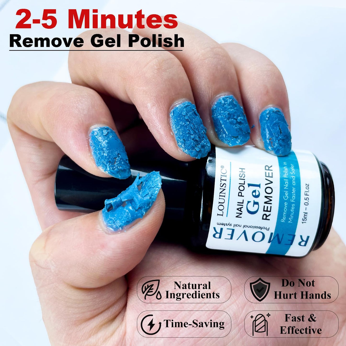 LOUINSTIC Gel Nail Polish Remover Kit – 2pcs Removers, Nail Pusher & Scraper, 2 Files, Quick 2–5 Minute Home Removal