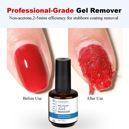 LOUINSTIC Gel Nail Polish Remover Kit – 2pcs Removers, Nail Pusher & Scraper, 2 Files, Quick 2–5 Minute Home Removal
