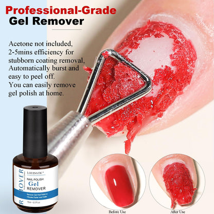 LOUINSTIC Gel Nail Polish Remover Kit – 3x15ml + Nail File | Gentle, Acetone-Free, Easy At-Home Removal