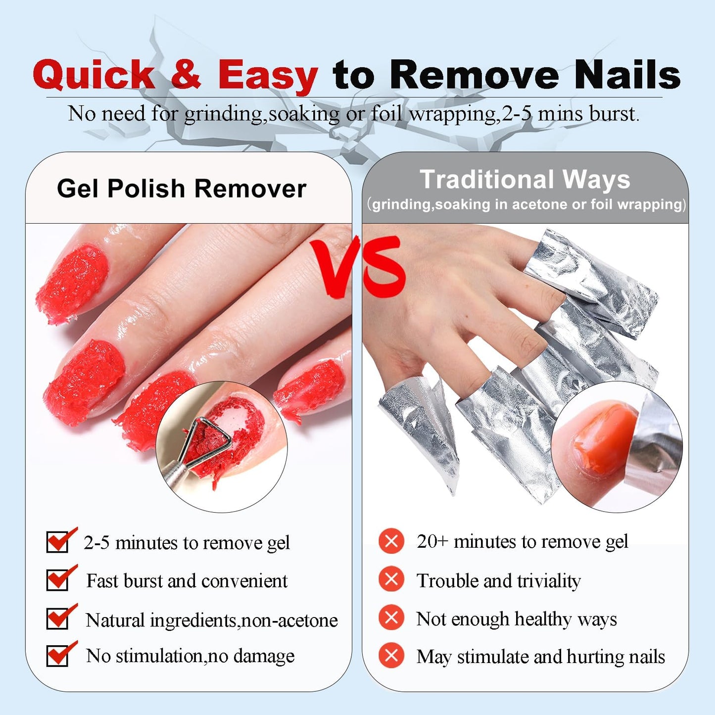 LOUINSTIC Gel Nail Polish Remover Kit – 3x15ml + Nail File | Gentle, Acetone-Free, Easy At-Home Removal