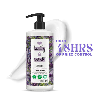 Love Beauty And Planet Argan Oil and Lavender Natural Conditioner for Dry & Frizzy Hair - Sulfate Free, Paraben Free, 400ml