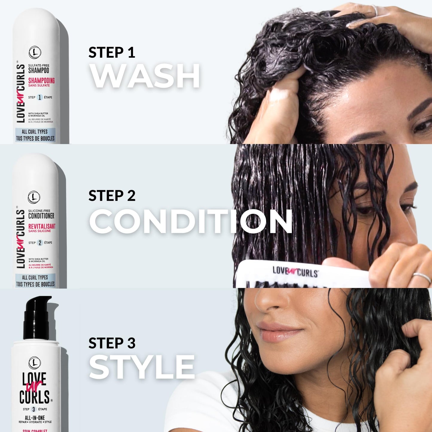 Love Ur Curls Fragrance-Free Shampoo & Conditioner Set with All-in-One Curl Styler for Kinky & Coily Hair