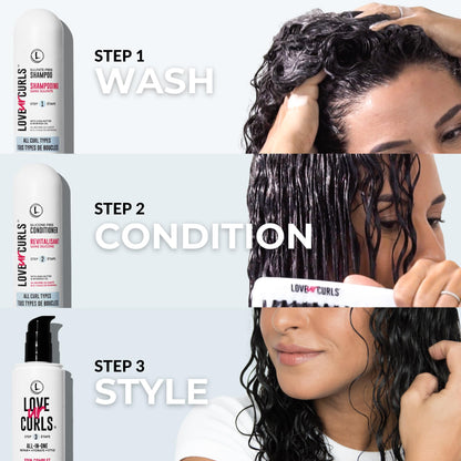 Love Ur Curls Fragrance-Free Shampoo & Conditioner Set with All-in-One Curl Styler for Kinky & Coily Hair