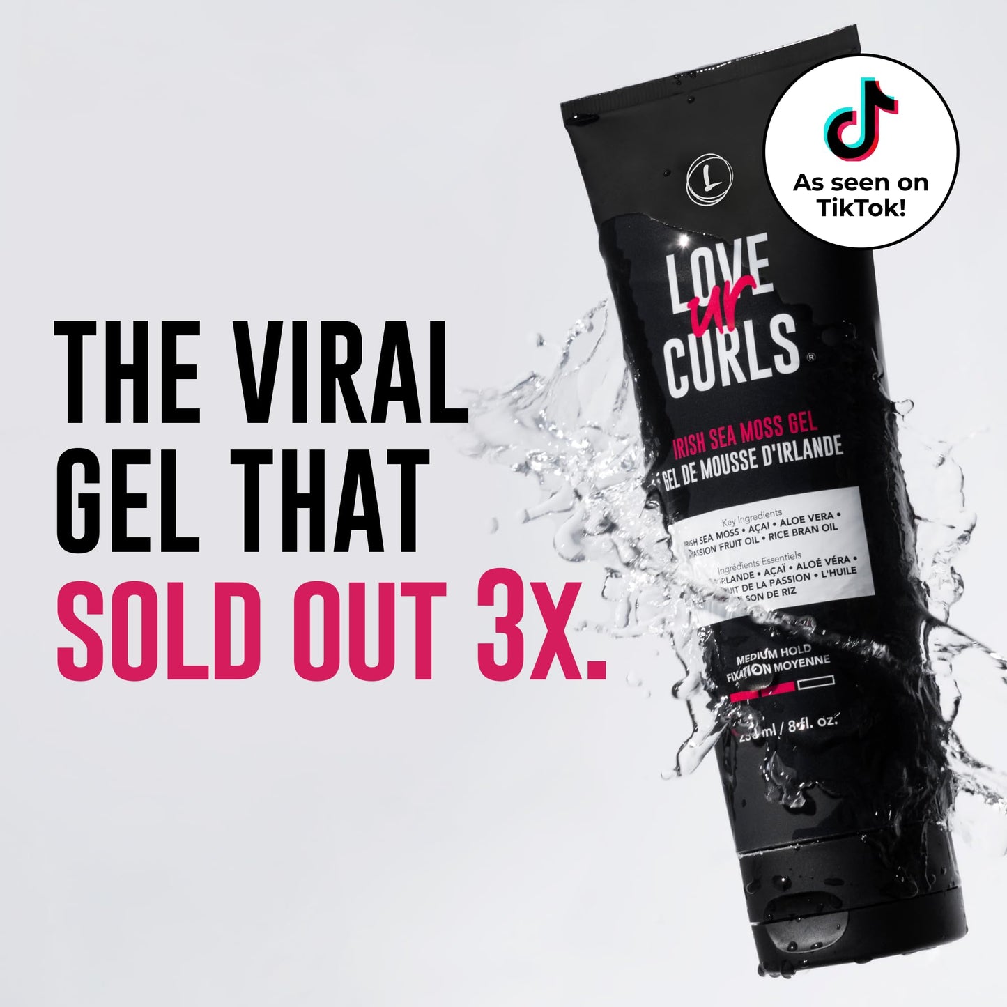 Love Ur Curls Irish Sea Moss Hair Gel — Medium Hold, Vegan & Cruelty-Free, 236mL