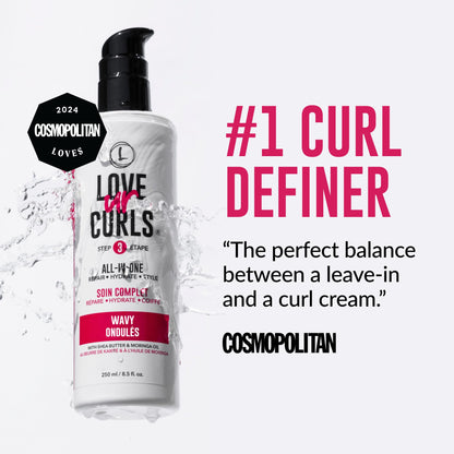 Love Ur Curls - 3-Step Shampoo & Conditioner Set with All-in-One Curl Styler for Wavy Hair