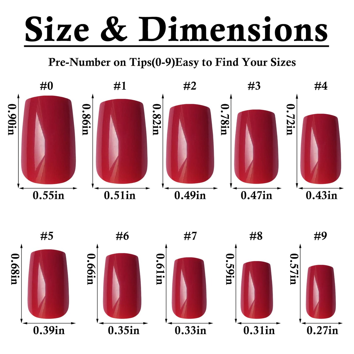 LoveOurHome 576pc Square Press-On Nails – Medium Length, Glue Tabs, 24 Colors
