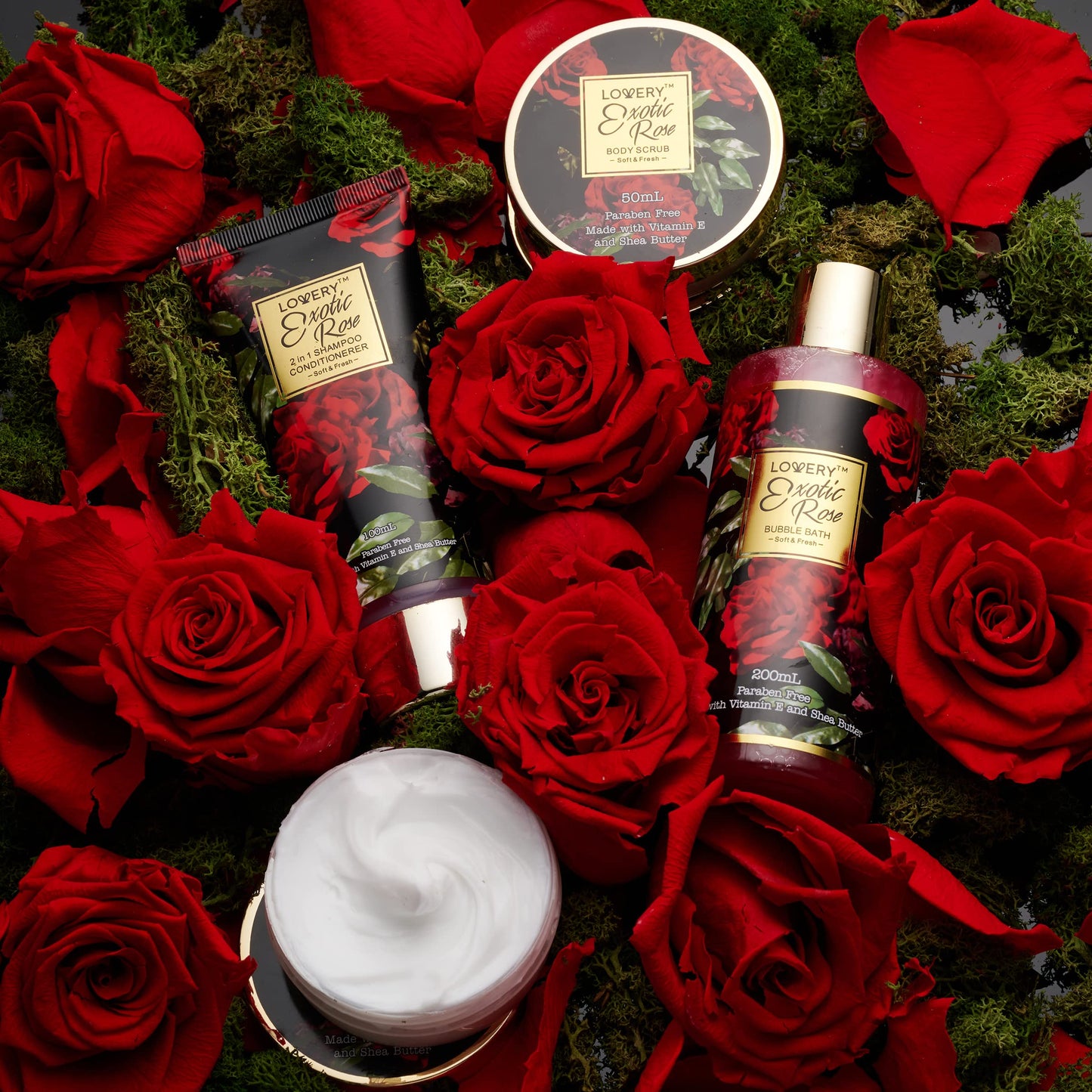 LOVERY Valentine's Gift Basket for Her – Exotic Rose Spa Gift Set