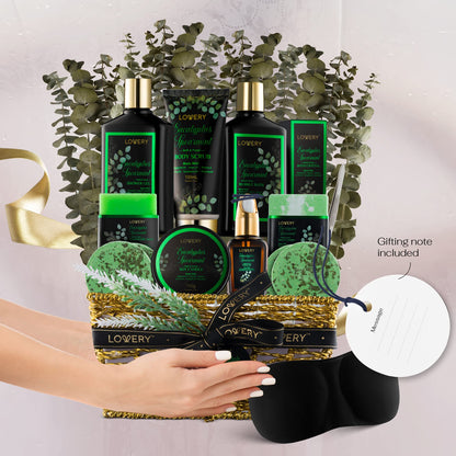 LOVERY Eucalyptus Spearmint Bath Set – 17-Piece Home Spa Gift Basket