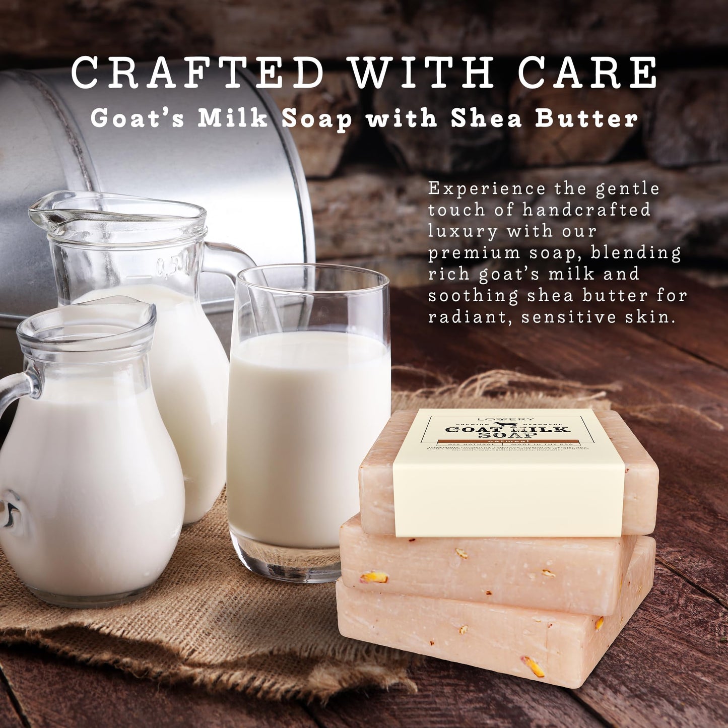LOVERY Goat Milk Soap 3-Pack – Handmade in USA with Organic Shea Butter