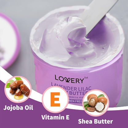Lovery Lavender Lilac Body Butter – Shea Cream with Jojoba Oil & Vitamin E | Hydrating Hand Moisturizer 5.74 oz