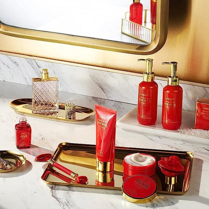 LOVERY Valentines Day Gifts for Her – Red Rose Spa Gift Set with Perfume, Jade Roller & Gua Sha