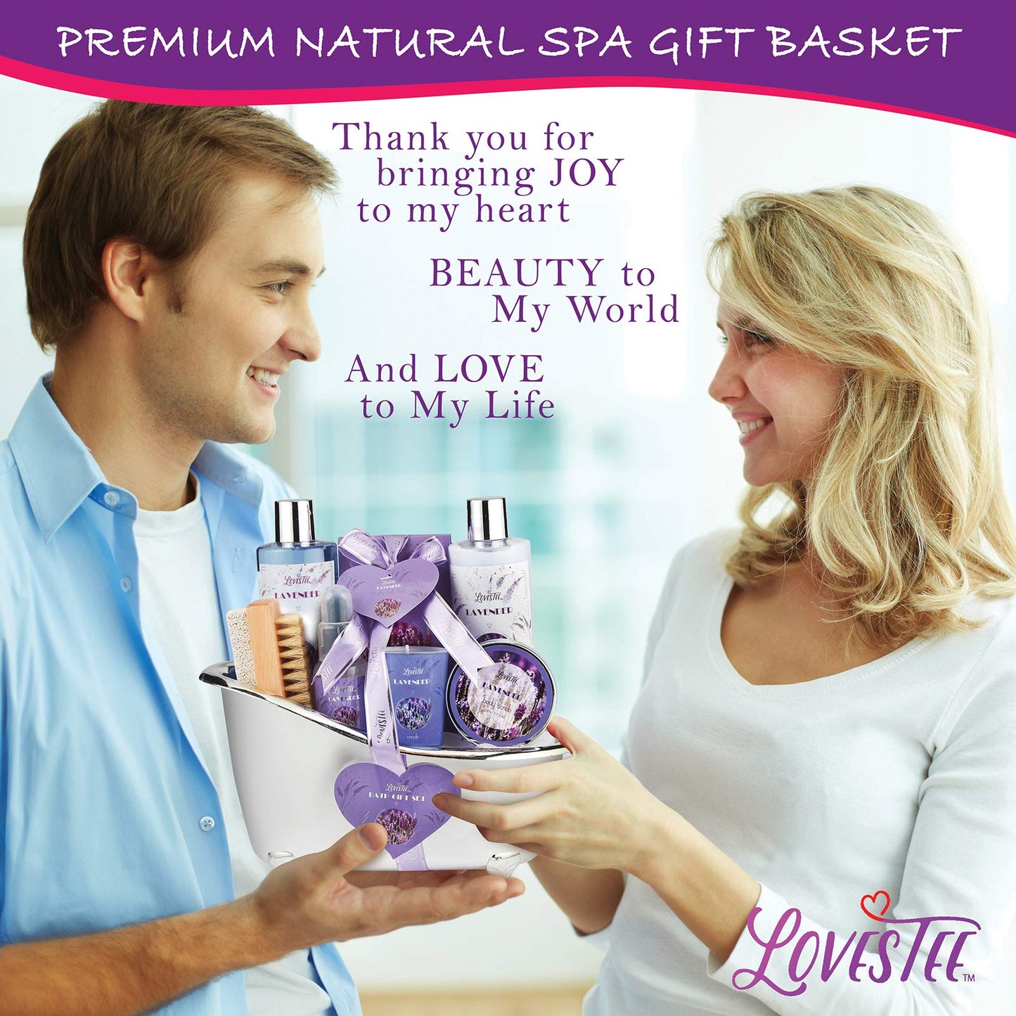LOVESTEE Lavender Spa Gift Set – Christmas Bath & Body Kit with Candle