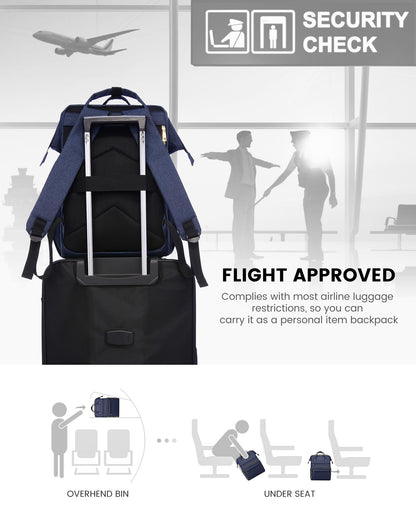 LOVEVOOK 17.3-Inch Laptop Backpack for Women – Navy, Water-Resistant, USB Port