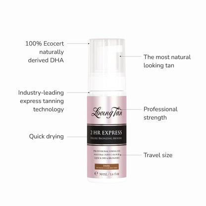 Loving Tan 2HR Express Self Tan Travel Size Kit - Dark Bronze Mousse & Applicator Mitt
