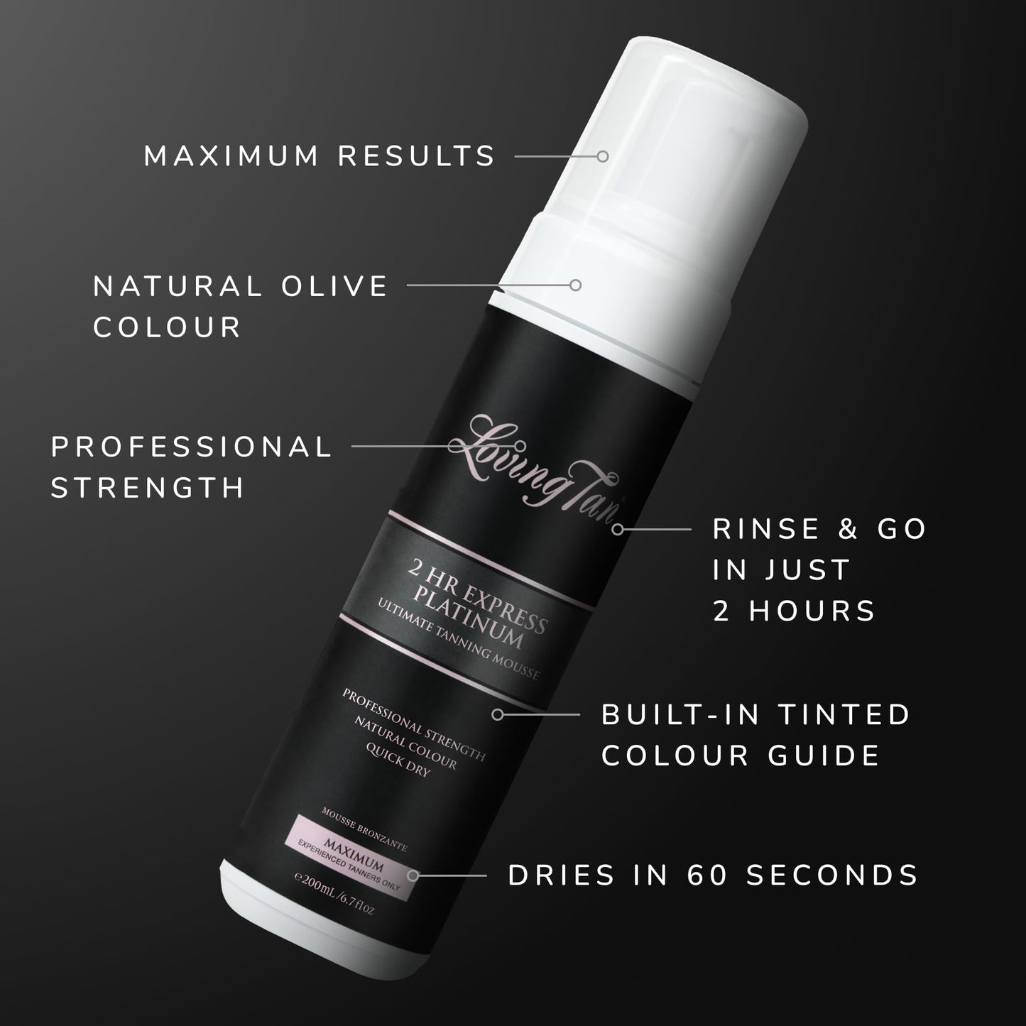 Loving Tan Platinum 2 HR Express Self Tanning Mousse – Darkest Shade Yet, Streak-Free