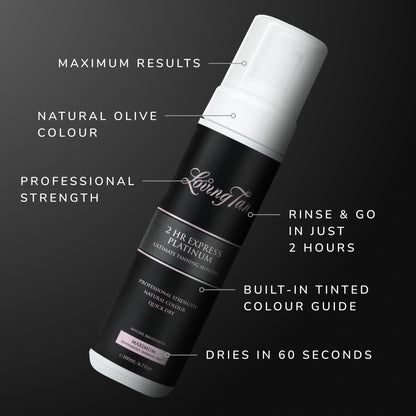 Loving Tan Platinum 2 HR Express Self Tanning Mousse – Darkest Shade Yet, Streak-Free