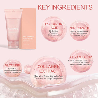 LOYOTICE Collagen Overnight Wrapping Peel-Off Facial Mask – Hydrates, Firms, Lifts (2.54 fl oz)