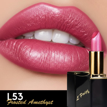L'Paige Designer Lipstick Frosted Amethyst Sheen – Cool Berry Pink, Aloe Vera-Based Moisturizing Formula (Shade L53)